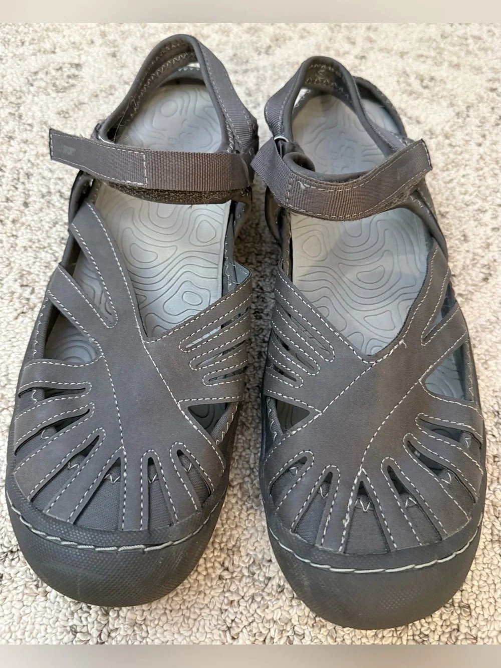 JSports By Jambu Poppy Grey Sports Sandals Womens Sz 10 Hiking